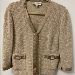 St. John Women's Cream Blazer with Satin Trim